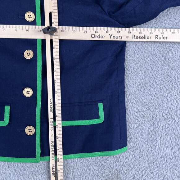 J.Crew Re-Imagined Womens Blue Green Trim Career Blazer Sz 0 - Picture 6 of 6